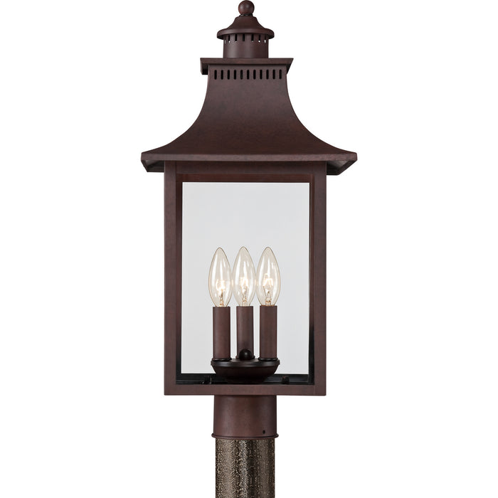 Quoizel CCR9010CU Three Light Outdoor Post Lantern, Copper Bronze
