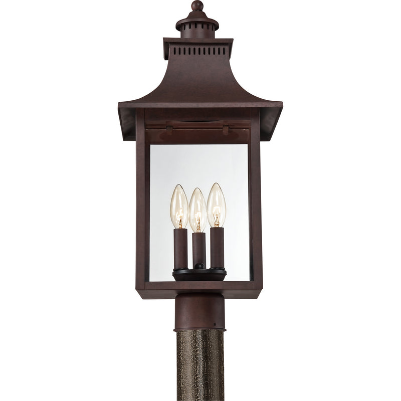 Quoizel CCR9010CU Three Light Outdoor Post Lantern, Copper Bronze