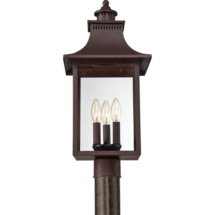 Quoizel CCR9010CU Three Light Outdoor Post Lantern, Copper Bronze