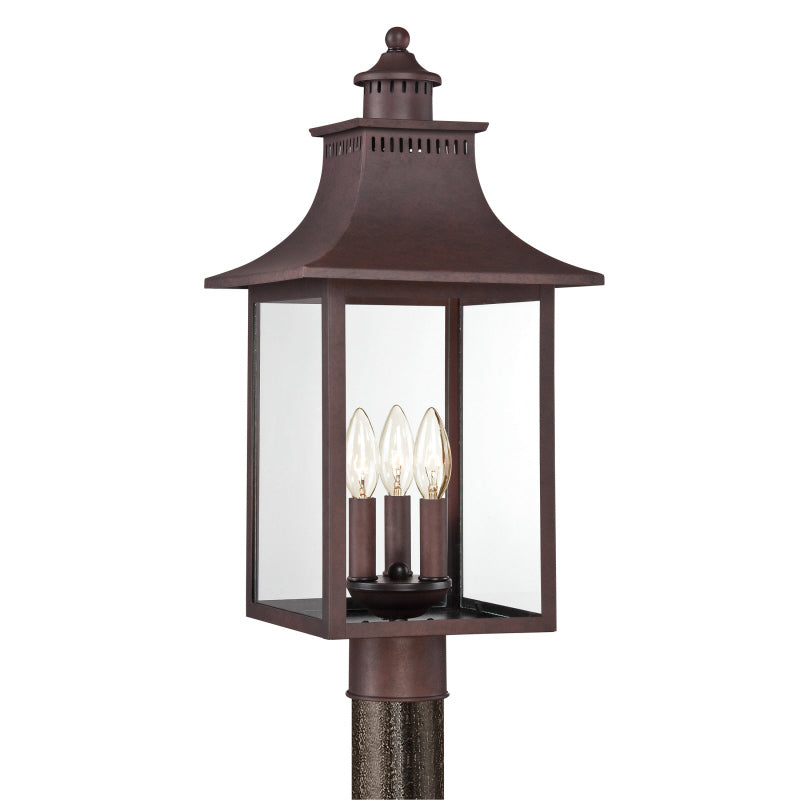 Quoizel CCR9010CU Three Light Outdoor Post Lantern, Copper Bronze