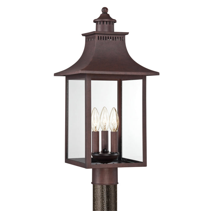 Quoizel CCR9010CU Three Light Outdoor Post Lantern, Copper Bronze