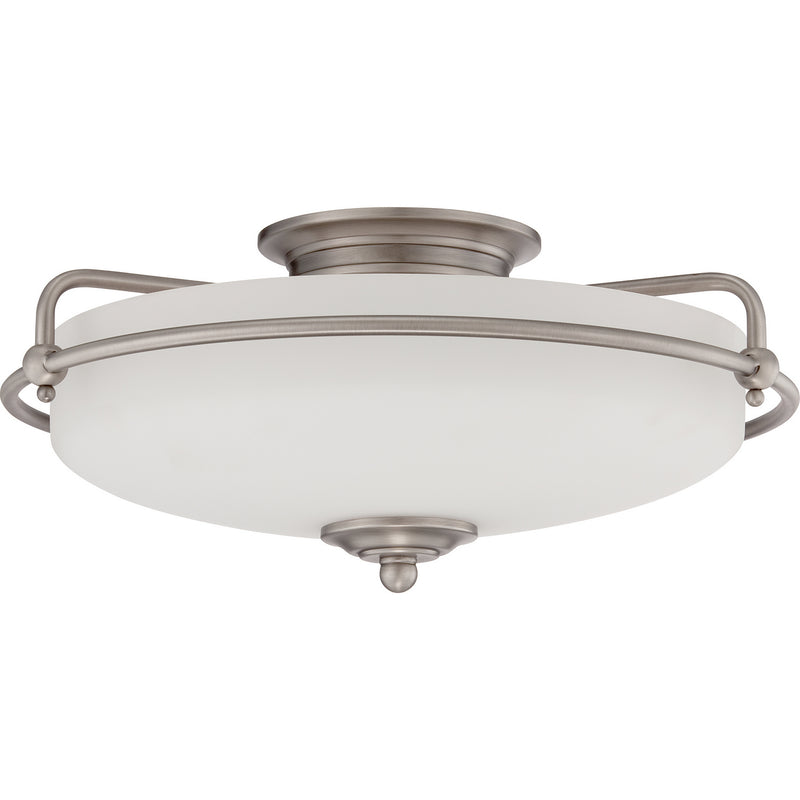 Quoizel GF1617AN Three Light Flush Mount, Antique Nickel