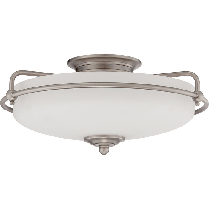 Quoizel GF1617AN Three Light Flush Mount, Antique Nickel