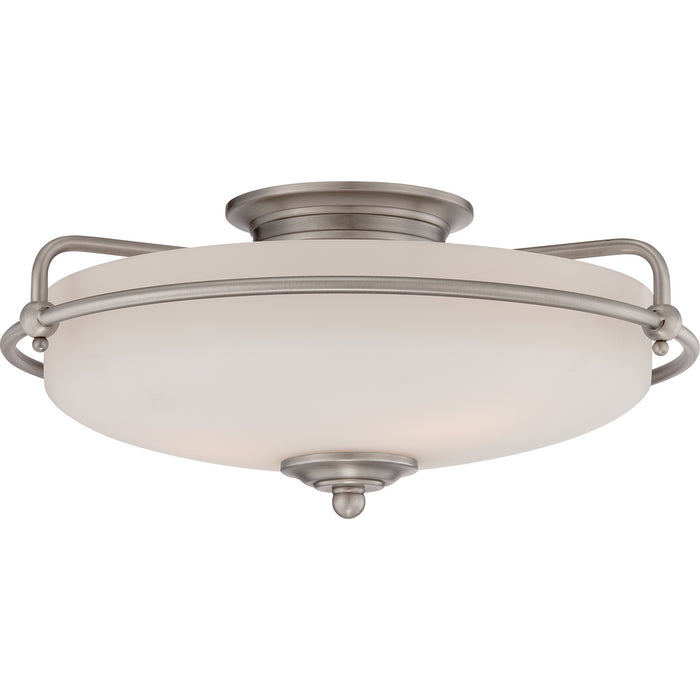 Quoizel GF1617AN Three Light Flush Mount, Antique Nickel