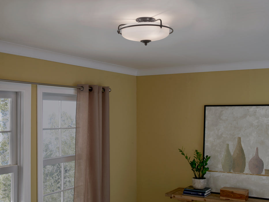 Quoizel GF1617PN Three Light Flush Mount, Palladian Bronze