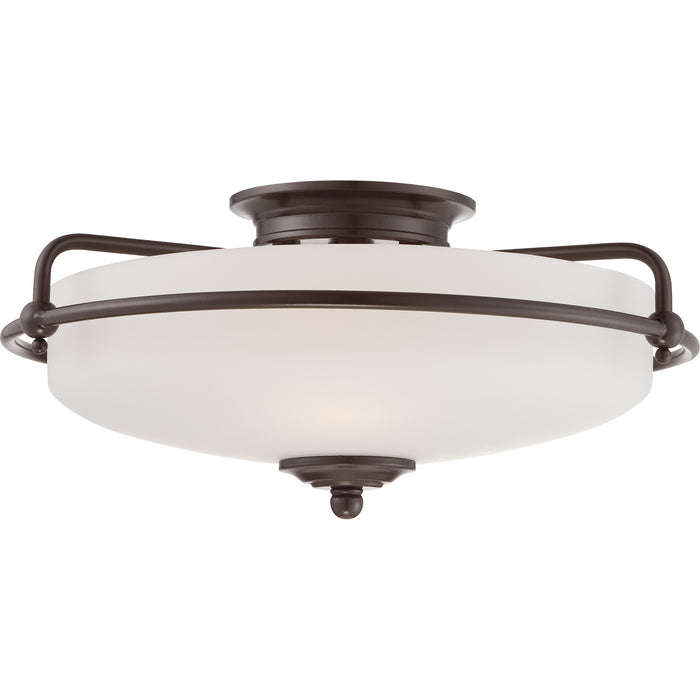 Quoizel GF1617PN Three Light Flush Mount, Palladian Bronze