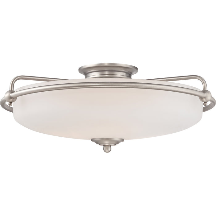 Quoizel GF1621AN Four Light Flush Mount, Antique Nickel