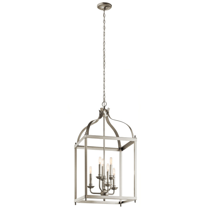 Kichler 42568NI Six Light Foyer Chandelier, Brushed Nickel