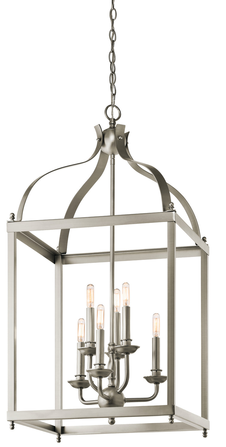 Kichler 42568NI Six Light Foyer Chandelier, Brushed Nickel