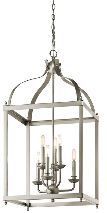 Kichler 42568NI Six Light Foyer Chandelier, Brushed Nickel