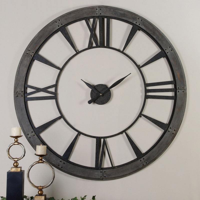 Uttermost 06084 Wall Clock, Dark Rustic Bronze w/Rust Gray