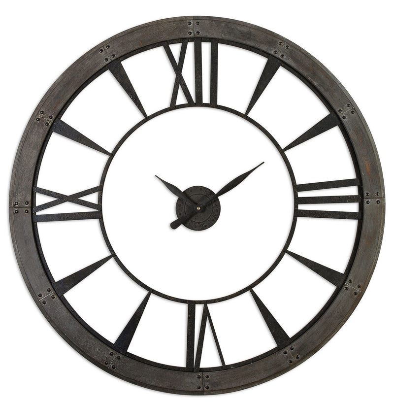 Uttermost 06084 Wall Clock, Dark Rustic Bronze w/Rust Gray