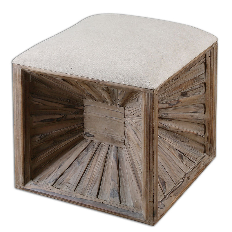Uttermost 23131 Ottoman, Weathered Fir Wood