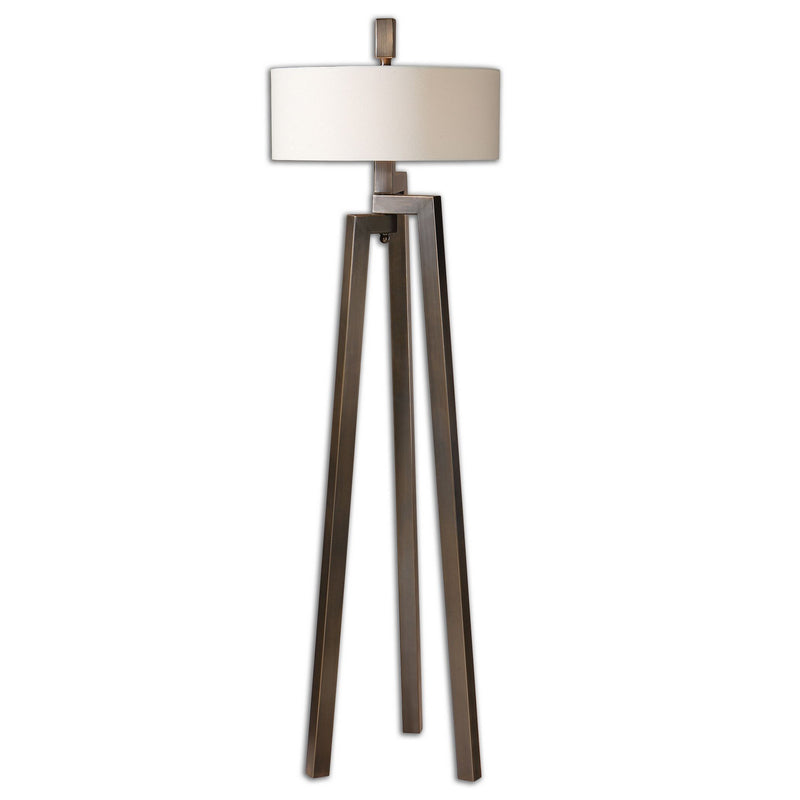 Uttermost 28253-1 Two Light Floor Lamp, Antiqued Brushed Bronze w/Gold Undertones