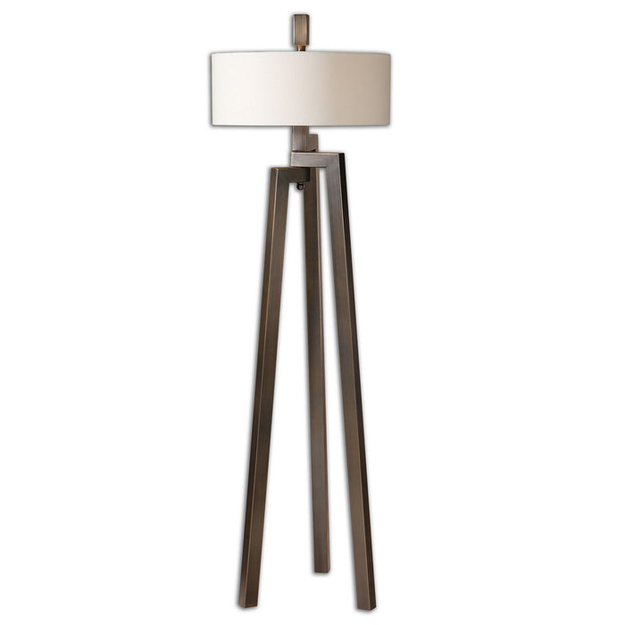 Uttermost 28253-1 Two Light Floor Lamp, Antiqued Brushed Bronze w/Gold Undertones