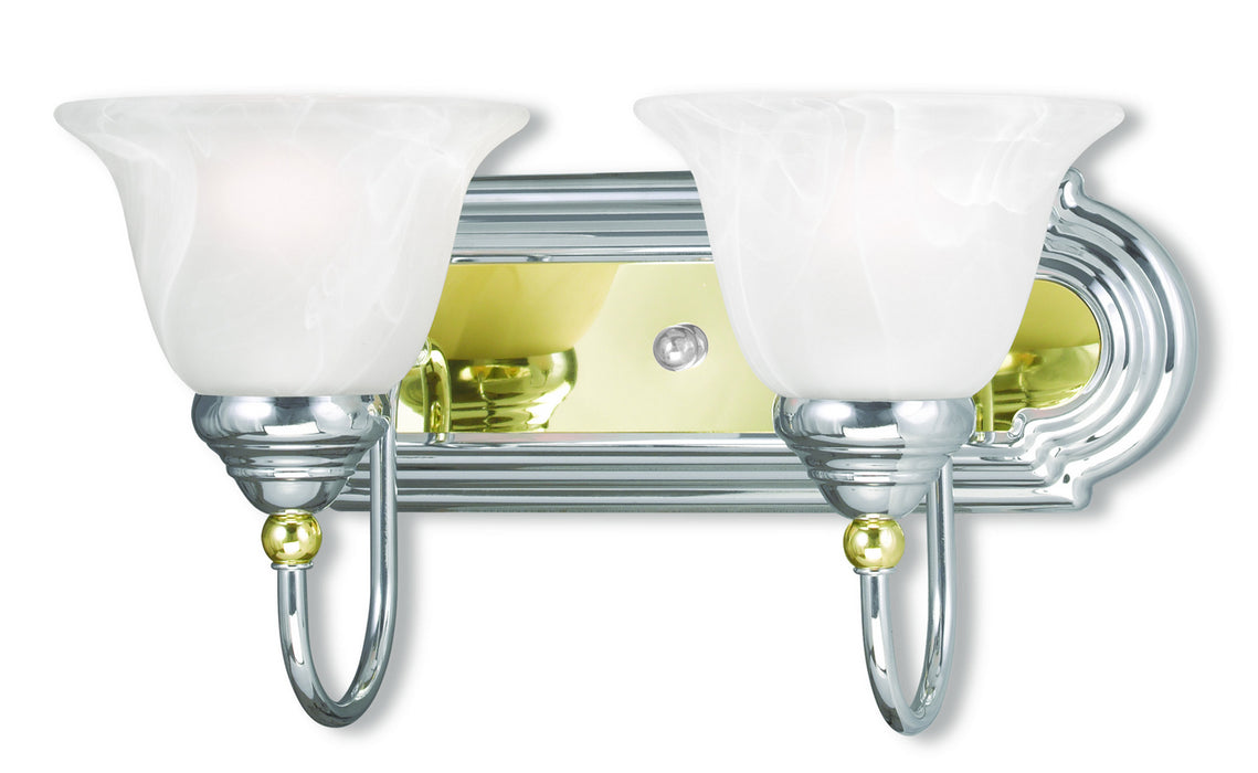 Livex Lighting 1002-52 Two Light Bath Vanity, Polished Chrome & Polished Brass
