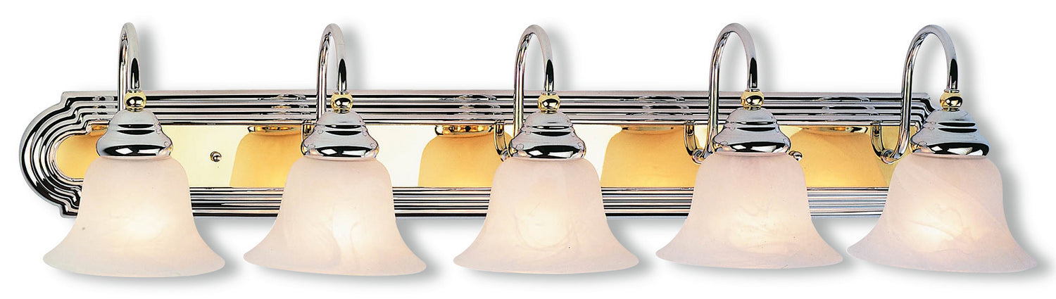 Livex Lighting 1005-52 Five Light Bath Vanity, Polished Chrome & Polished Brass