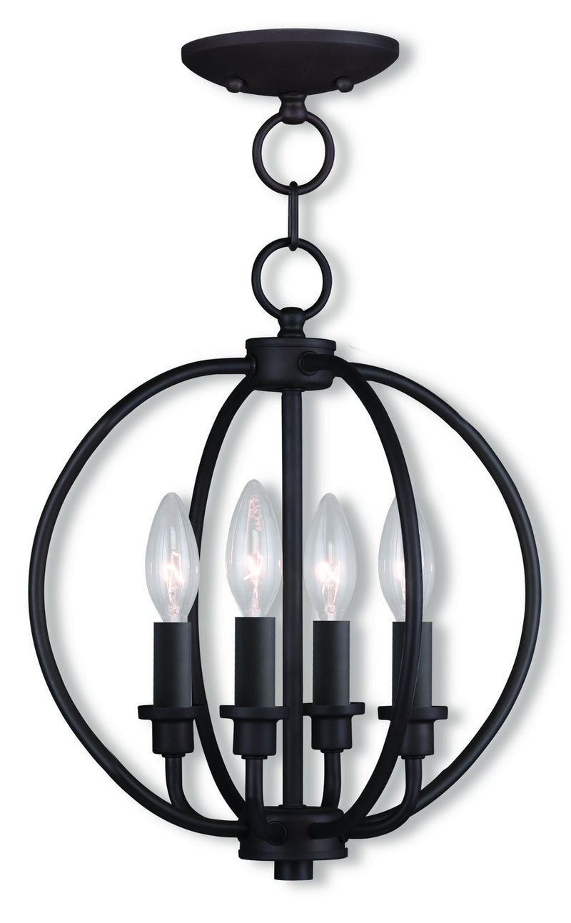 Livex Lighting 4664-07 Four Light Mini Chandelier/Ceiling Mount, Bronze