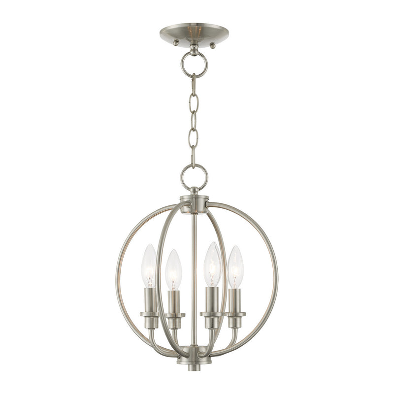 Livex Lighting 4664-91 Four Light Mini Chandelier/Ceiling Mount, Brushed Nickel