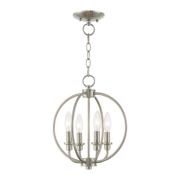 Livex Lighting 4664-91 Four Light Mini Chandelier/Ceiling Mount, Brushed Nickel