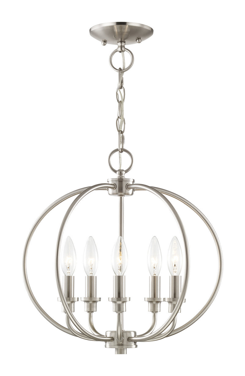 Livex Lighting 4665-91 Five Light Mini Chandelier/Ceiling Mount, Brushed Nickel