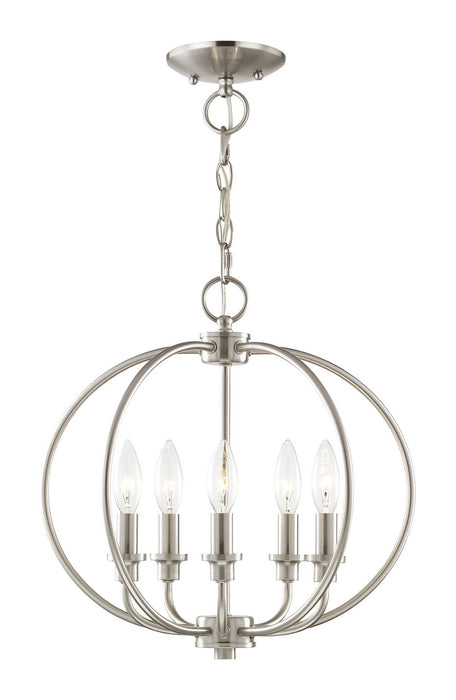 Livex Lighting 4665-91 Five Light Mini Chandelier/Ceiling Mount, Brushed Nickel
