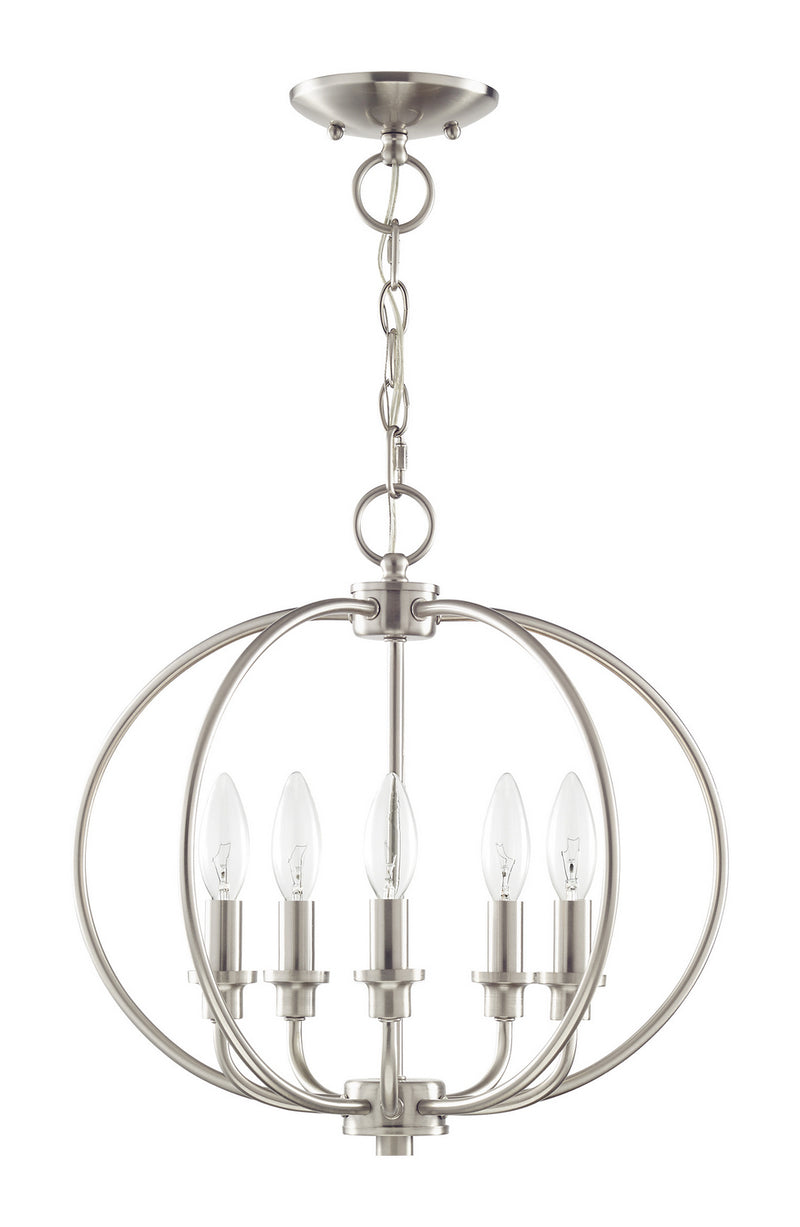 Livex Lighting 4665-91 Five Light Mini Chandelier/Ceiling Mount, Brushed Nickel