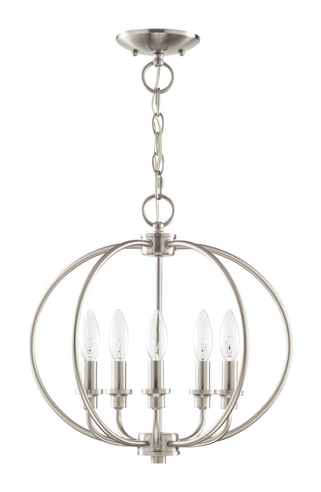 Livex Lighting 4665-91 Five Light Mini Chandelier/Ceiling Mount, Brushed Nickel
