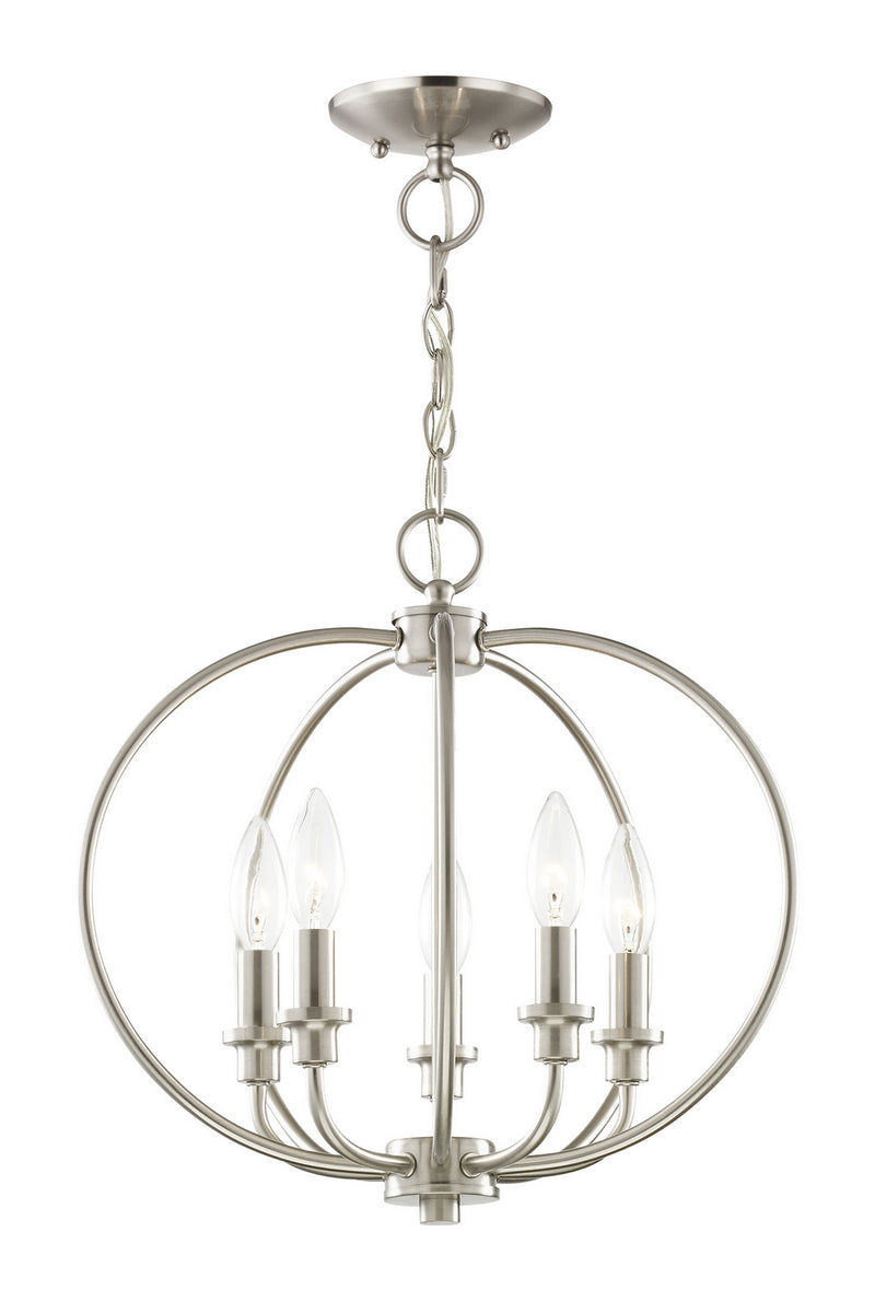 Livex Lighting 4665-91 Five Light Mini Chandelier/Ceiling Mount, Brushed Nickel