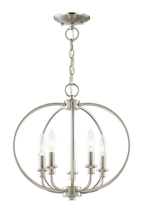 Livex Lighting 4665-91 Five Light Mini Chandelier/Ceiling Mount, Brushed Nickel