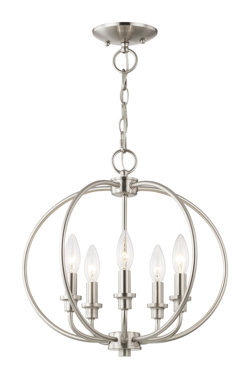 Livex Lighting 4665-91 Five Light Mini Chandelier/Ceiling Mount, Brushed Nickel
