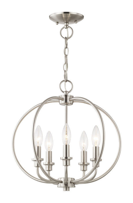 Livex Lighting 4665-91 Five Light Mini Chandelier/Ceiling Mount, Brushed Nickel