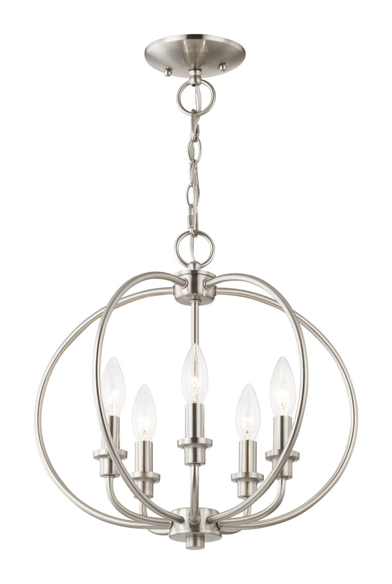 Livex Lighting 4665-91 Five Light Mini Chandelier/Ceiling Mount, Brushed Nickel