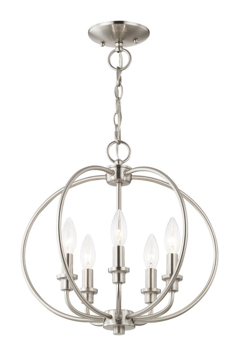 Livex Lighting 4665-91 Five Light Mini Chandelier/Ceiling Mount, Brushed Nickel