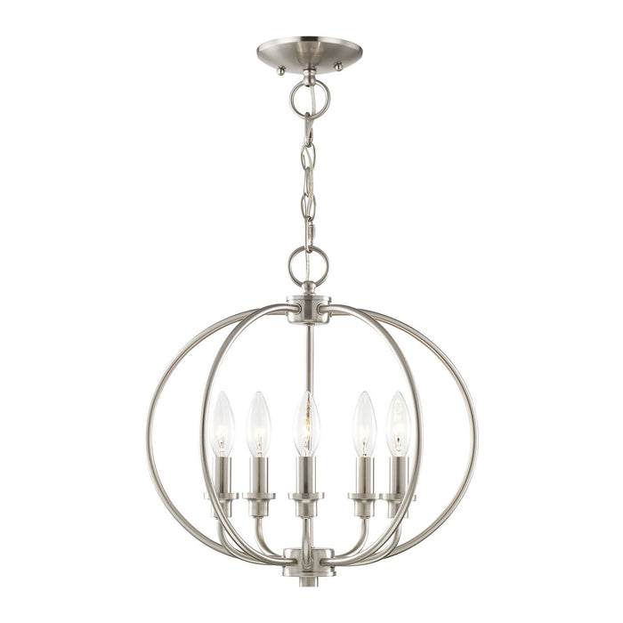 Livex Lighting 4665-91 Five Light Mini Chandelier/Ceiling Mount, Brushed Nickel