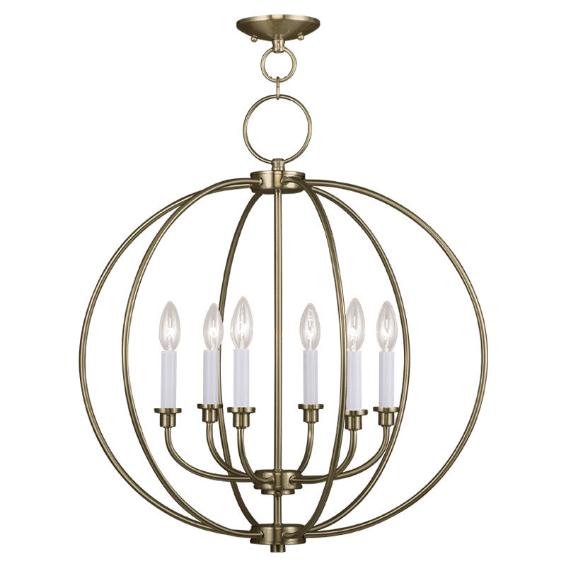 Livex Lighting 4666-01 Six Light Chandelier, Antique Brass