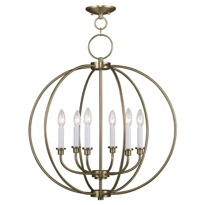 Livex Lighting 4666-01 Six Light Chandelier, Antique Brass