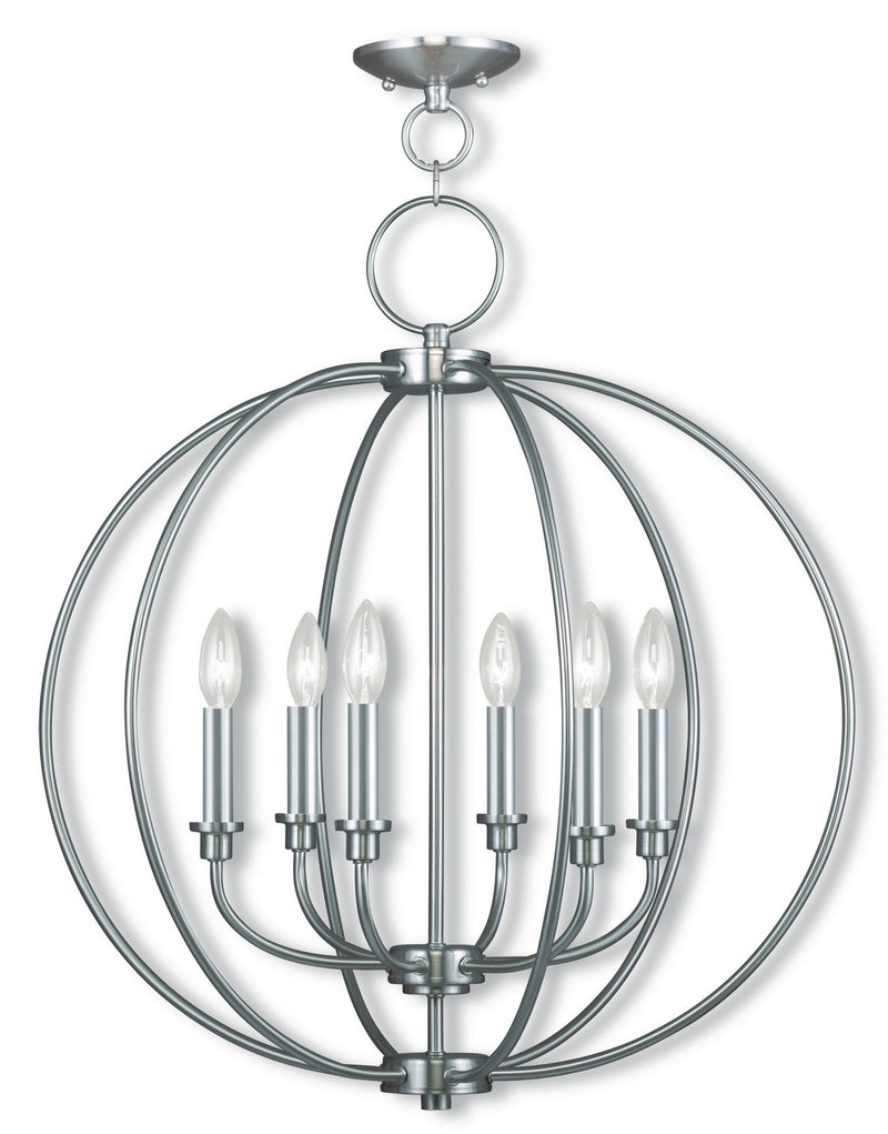 Livex Lighting 4666-91 Six Light Chandelier, Brushed Nickel