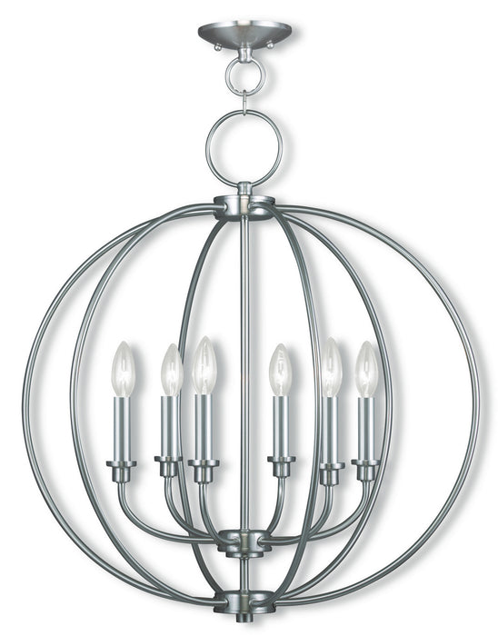 Livex Lighting 4666-91 Six Light Chandelier, Brushed Nickel