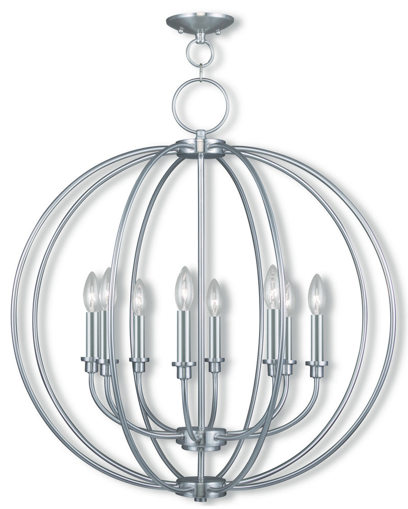 Livex Lighting 4668-91 Eight Light Chandelier, Brushed Nickel