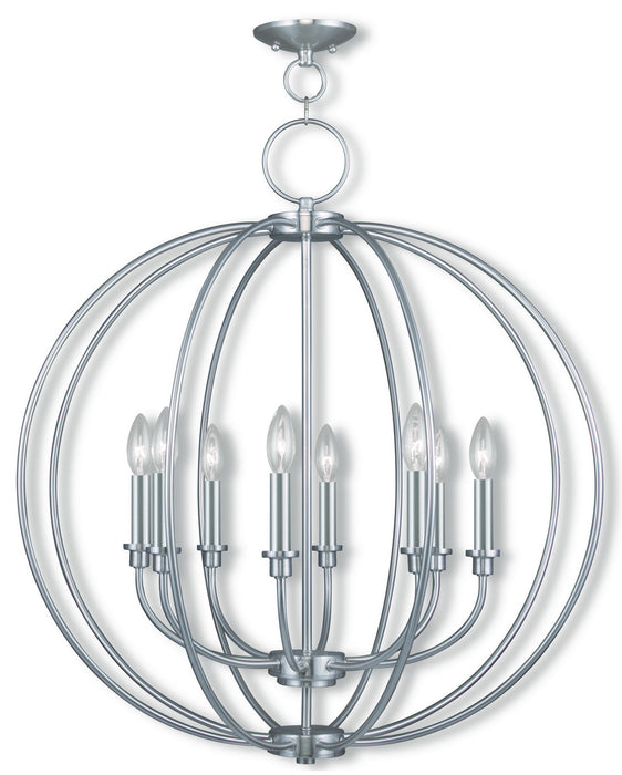 Livex Lighting 4668-91 Eight Light Chandelier, Brushed Nickel