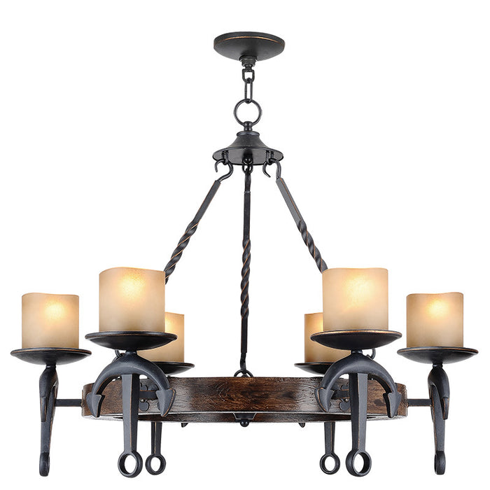 Livex Lighting 4866-67 Six Light Chandelier, Hand Applied Olde Bronze
