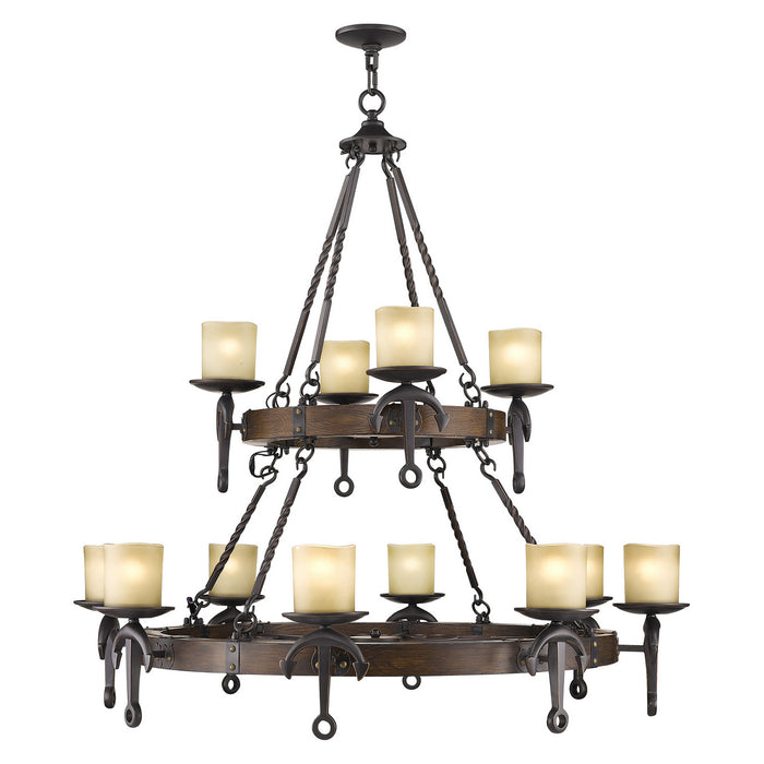 Livex Lighting 4869-67 12 Light Chandelier, Hand Applied Olde Bronze