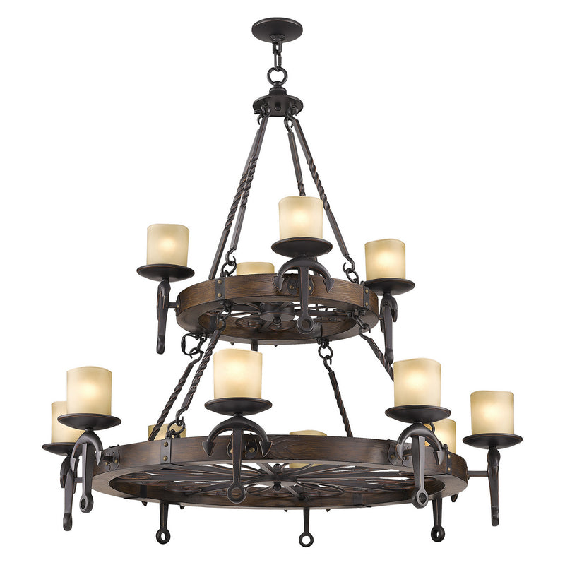Livex Lighting 4869-67 12 Light Chandelier, Hand Applied Olde Bronze