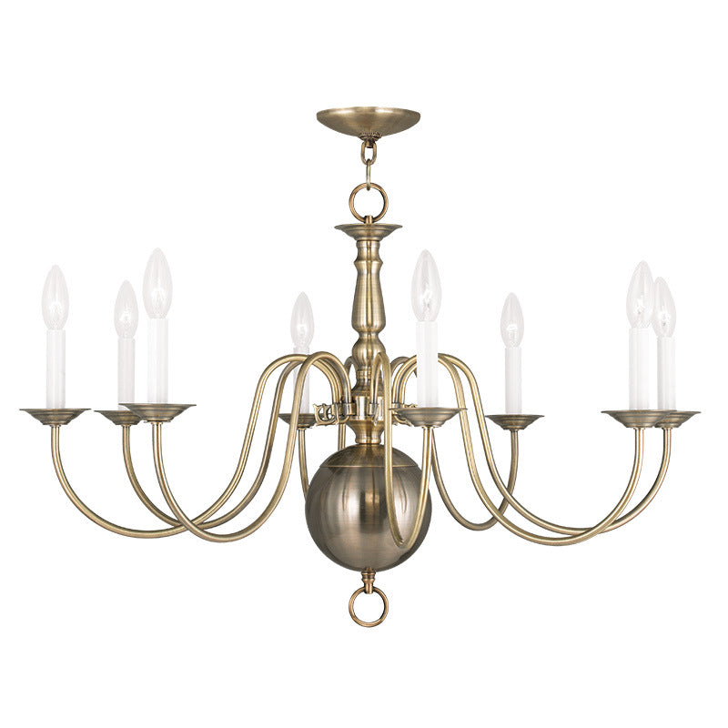 Livex Lighting 5007-01 Eight Light Chandelier, Antique Brass