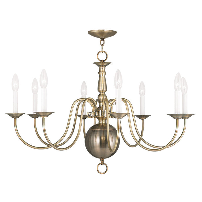 Livex Lighting 5007-01 Eight Light Chandelier, Antique Brass