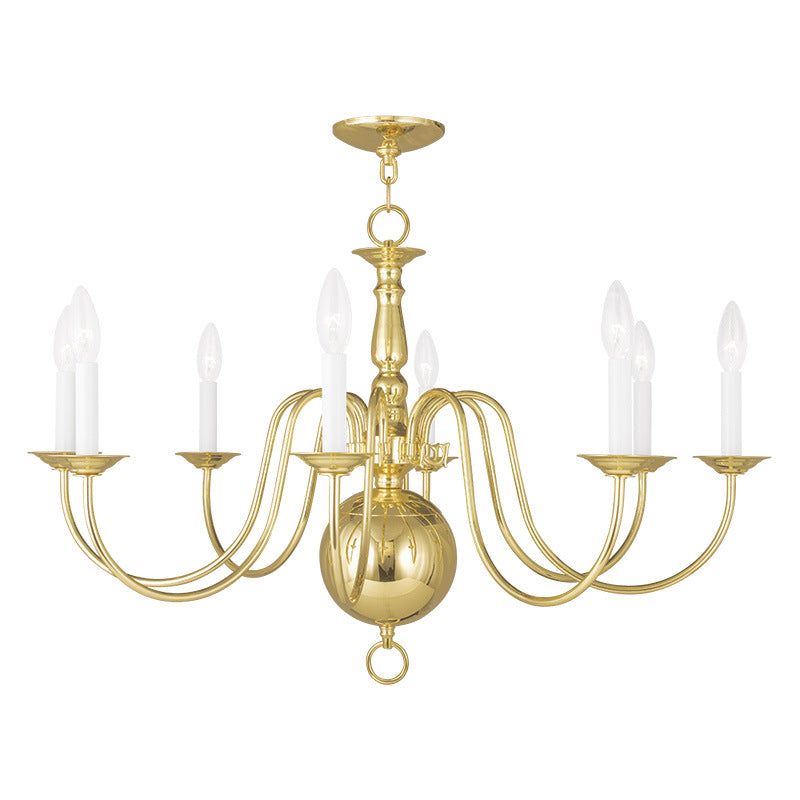 Livex Lighting 5007-02 Eight Light Chandelier, Polished Brass