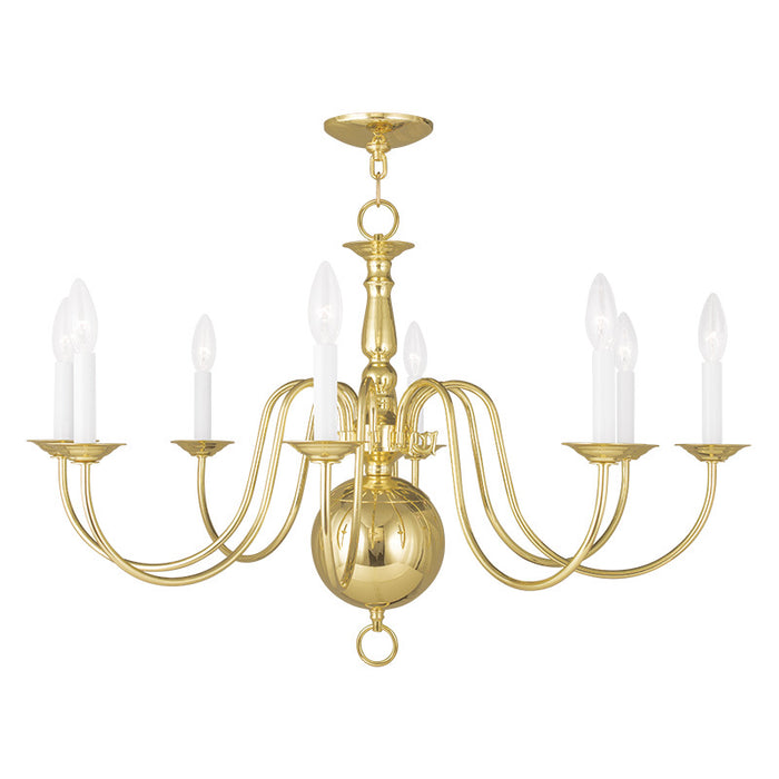 Livex Lighting 5007-02 Eight Light Chandelier, Polished Brass