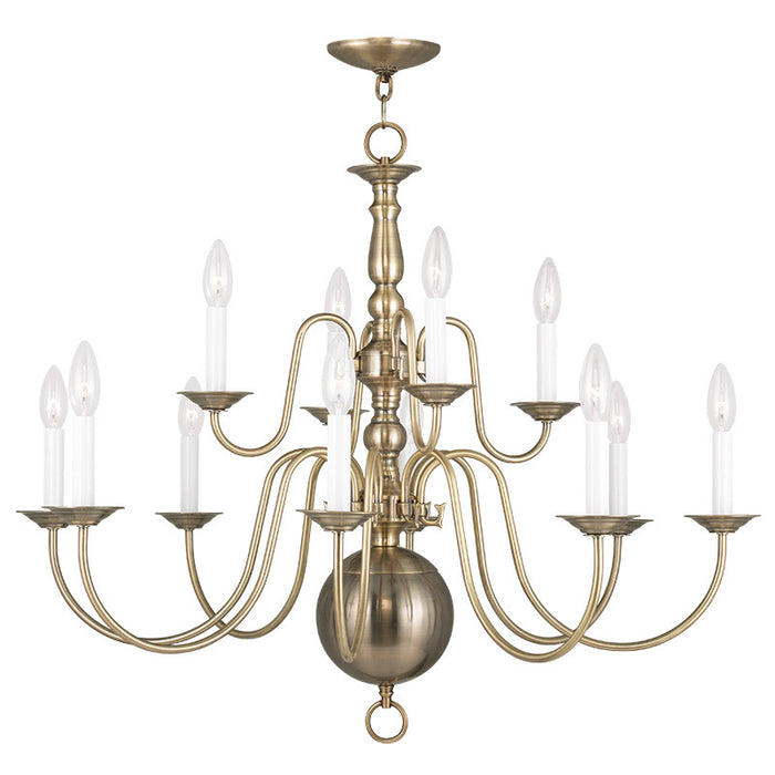 Livex Lighting 5014-01 12 Light Chandelier, Antique Brass