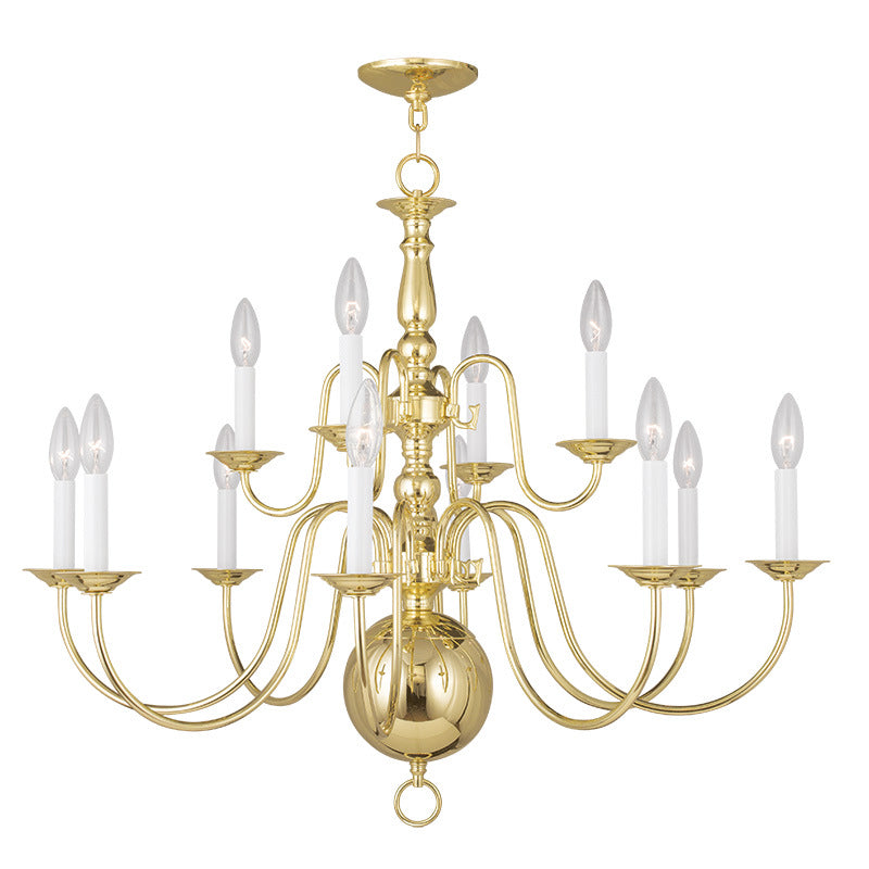 Livex Lighting 5014-02 12 Light Chandelier, Polished Brass